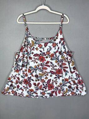Vintage Floral Print Crisscross Back Spaghetti Strap Cami Top